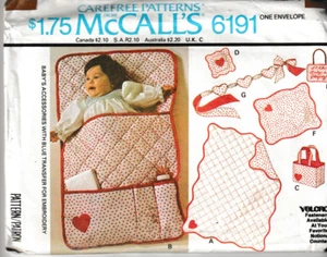 Vintage McCall's Pattern 6191 c1978, Baby Accessories (bunting, tote, pillow +) - Picture 1 of 2