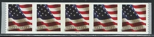 Mint US Strip of 5 Coil Flag Stamp with Pate# B1111,Scott# 5158 (MNH) - Picture 1 of 1