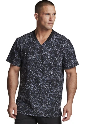 Fractured Prism Pewter Dickies Scrubs Dynamix Mens V Neck Top DK607 FAPP - Image 1 of 4