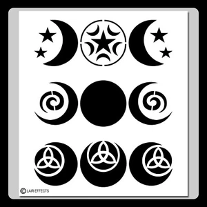 3 in 1 Triple Monde STENCIL Template Triquetra/Trinity Knot/Wicca Goddess/Sterne - Bild 1 von 7