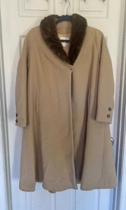 Vintage Hochschild Kohn Camel Pelzkragen Swing Mantel Mantel Cape Retro 50er 60er - Bild 1 von 14