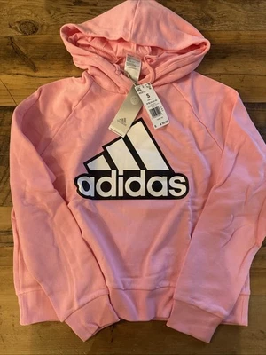 Adidas Loungewear Sweater Essentials Logo Fleece Hoodie Pink NWT - Image 1 of 4