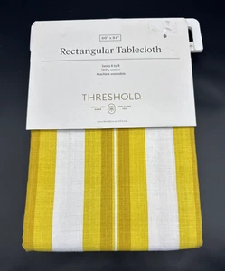 Threshold Rectangular Tablecloth Yellow Stripes 60” X 84” 100% Cotton NIP - Picture 1 of 6
