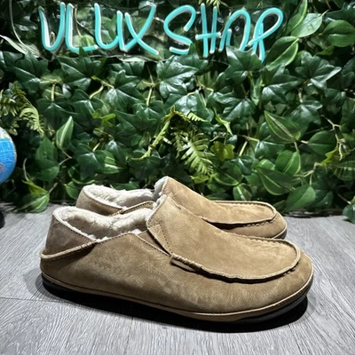 Zapatilla para hombre Olukai Kipuka Hulu de cuero marrón piel australiana real talla 11 Foto 1 de 4