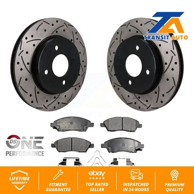 Front Drilled Slot Disc Brake Rotors Ceramic Pad Kit For Nissan Micra Versa Note - Image 1 of 4