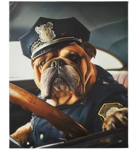 Police Bulldog Canvas Wall Art Decor Picture 20" x 16" - Picture 1 of 4