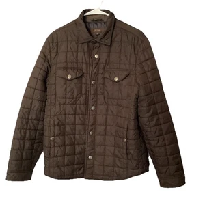 Tasso Elba Brown Quilted Jacket With Elbow Patches Mens Size Medium - Picture 1 of 9