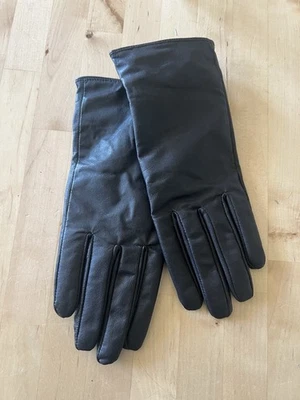 Vintage Worthington 1990s Women's Black Leather Gloves thin Lined Size M 9” - Image 1 of 3