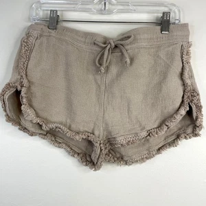 Banjara Womens Euro Summer Short Shorts Size L Linen Like Neutral Capsule Fringe - Picture 1 of 12