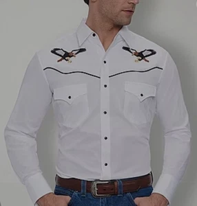 Ely Cattleman Herren Langarm Western Druckknopf Hemd bestickt Adler Gr. XL Neu mit Etikett - Bild 1 von 5