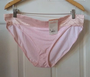 WARNER'S WOMEN PINK AND FLORAL MICROFIBER WITH LACE BIKINI PANTY, SIZE 3XL - Picture 1 of 2
