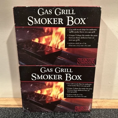 Caja ahumadora en forma de V de acero inoxidable Charcoal Companion para parrilla de gas -Juego de 2- Foto 1 de 4