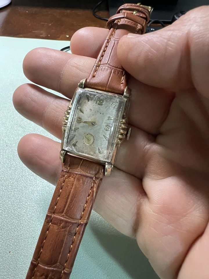 1949 Bulova His Excellency Mens Watch Gold Filled Square Tank Watch Deco - PARTS - Image 1 of 4