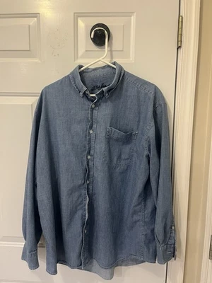 Bob Timberlake Chambray Denim Button Down Long Sleeve Cotton Shirt  Size Large - Image 1 of 4