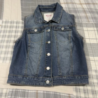 Mossimo Mujer Talla Mediana Denim Camionero Chaleco Jean Envejecido Foto 1 de 4