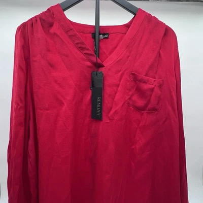 Renuar | Women’s Red V-Neck Long Sleeve Blouse | Size XL | NWT - Image 1 of 4