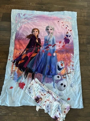 Juego de ropa de cama para niños pequeños Disney Frozen 2 piezas manta edredón plana Elsas Anna Olaf Foto 1 de 3