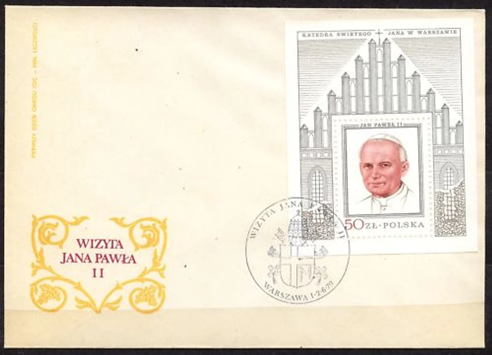 POLONIA 1979 SC#2340a FDC, VISITA PAPA JP II "argento". - Immagine 1 di 1