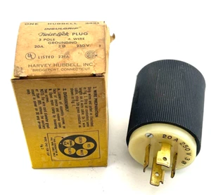 Hubbell HBL2421 Twist Locking Plug 20A 250VAC - Picture 1 of 3