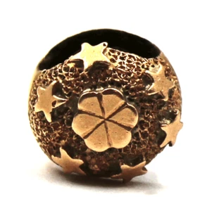 10K Yellow Gold Antique Victorian Textured Star Bead Slide Charm 1.3 Grams - Picture 1 of 8