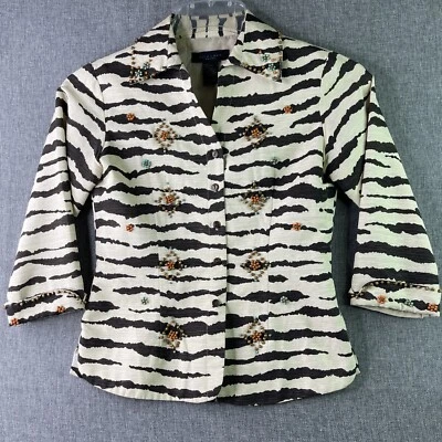 Blusa Silkland Petite 2P forrada con cuentas y bordados para mujer estampado animal WS25 Foto 1 de 4