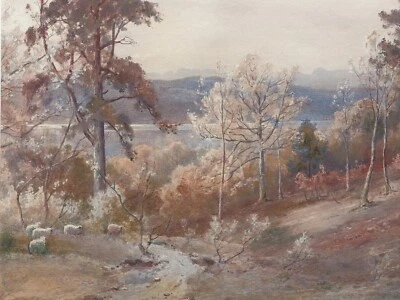 Antique Original watercolour painting by Edward Tucker Jr 1830-1909 landscape - Image 1 of 4