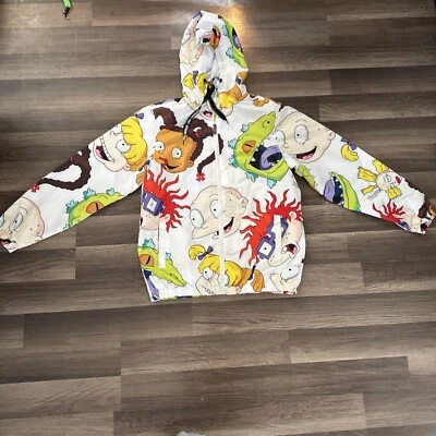 Rugrats Members Only S Nickelodeon Jacket White Windbreaker Zip All Over Print - Image 1 of 4