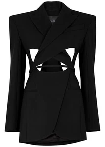 MUGLER Blazerkleid schwarz Cut Out gewebt Wickel Gr. 40 UK 12 AKTUELLER UVP 1740£ - Bild 1 von 12