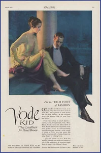 Vintage 1920 VODE KID Fine Leather Shoes Fashion Art Décor 1920's Print Ad - Picture 1 of 1