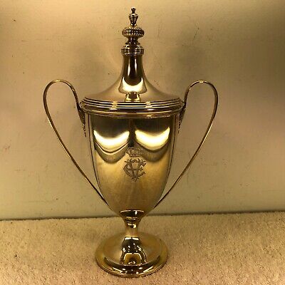 Large Georgian Style Solid Silver Lidded Urn Trophy, London 1910 • 450£