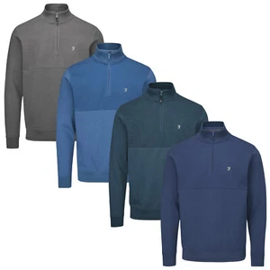 Suéter de golf de manga larga con media cremallera de Farah para hombre - Imagen 1 de 9