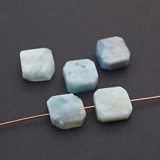 5 freeform flat square aquamarine beads light blue semiprecious stone avg 15mm
