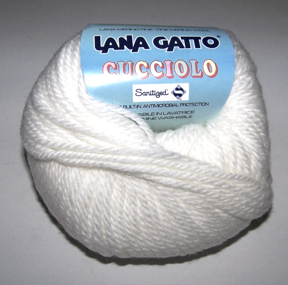 Lot of 10 balls Lana Gatto CUCCIOLO Machine Washable Merino Wool Yarn 8000 WHITE - Image 1 of 1