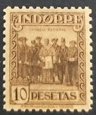 ANDORRA ESPAÑOLA .- 1943. 'LOCAL MOTIFS'. EDIFIL Nº. 43**