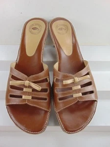 NUTURE (MADE IN BRAZIL) BROWN SOFT LEATHER MID HEEL MULE SANDAL 8 M $195.00!! - Picture 1 of 6