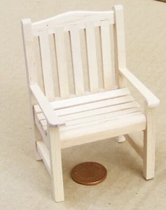 Dolls House Wooden Chair Natural Finish 1:12 Scale Garden Seat 145 Tumdee - Picture 1 of 7
