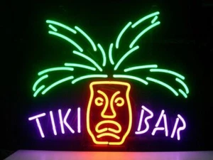 Tiki Bar Tótem Poste Abierto 17"x14" Luz Neón Letrero Lámpara Cerveza Pared Decoración Fiesta Club - Imagen 1 de 4