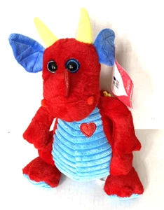 RARE Toms Toy Red & Blue 10" Dragon with a Heart Plush Toy with Tag - Picture 1 of 6