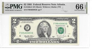 1995 ATLANTA $2 FRN (Hard to find FE Block) PMG 66 EPQ GEM UNCIRCULATED - Picture 1 of 4