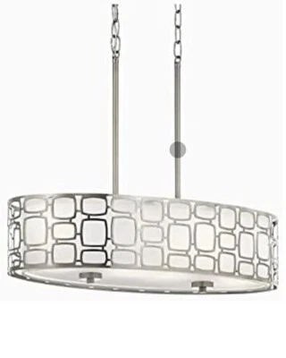 Lámpara colgante de tambor de vidrio grabado moderno de níquel cepillado de 4 luces - Kichler Sabine Foto 1 de 2