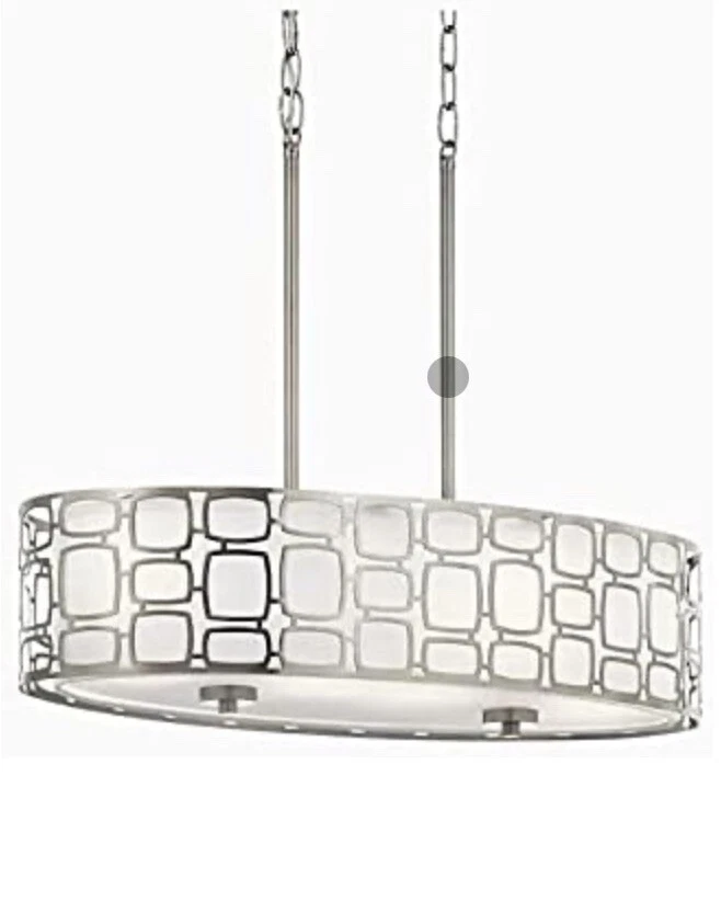 Lámpara colgante de tambor de vidrio grabado moderno de níquel cepillado de 4 luces - Kichler Sabine Foto 1 de 2