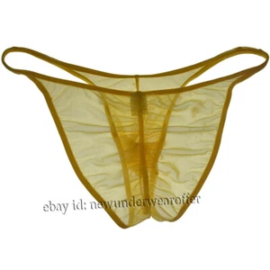 Sexy Men's Butt Hug String Bikini Briefs Pucker Back See-through Mesh Underwear - Picture 1 of 36