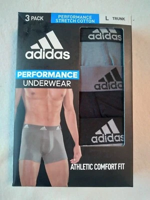 ADIDAS Large 3 Pack Performance Stretch Cotton Briefs Onix/Black/Grey Athletic. - Image 1 of 3