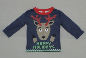new Wondershop Kids Youth Happy Holidays Christmas Pajama Sleep Shirt Blue - Picture 1 of 2