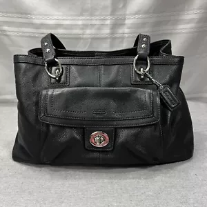 Coach Penelope Soft Pebbled Leather Carryall Satchel Bag Black F19044 - Imagen 1 de 24