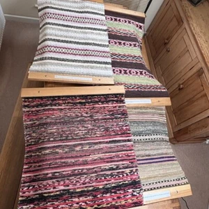 SWEDISH RAG RUG WALL HANGINGS X4 WOVEN DECORATIVE ART DISPLAY TEXTILES - Picture 1 of 24