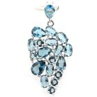 Beautiful London Blue Topaz Woman's Engagement Silver Pendant 