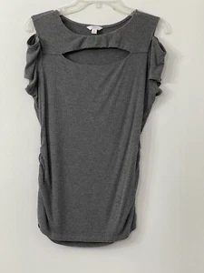 Candie’s Womens Blouse Elastic on the Sides Open/Top Of the Chest Size XL Gray - Picture 1 of 9