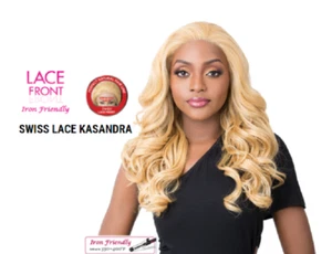 IT'S A WIG SWISS LACE FRONT WIG KASANDRA IRON FRIENDLY CURLY WAVY LACE FRONT WIG - Picture 1 of 11