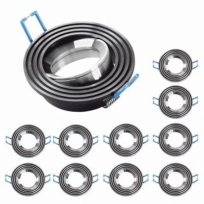 10x Telaio di Montaggio Alluminio Argento + Nero 6342 Ø73 MM per Lampadina GU10 - Immagine 1 di 4